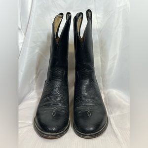 Justin vintage black leather cowboy boots size 9.5D